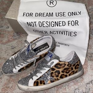 Golden Goose Cheetah/Silver Sparkle Superstars